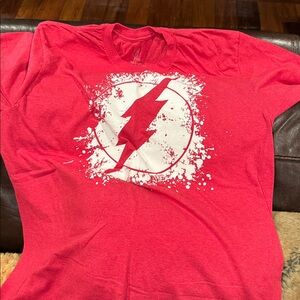 Red Graphic T-Shirt with Lightning Bolt Flash Design